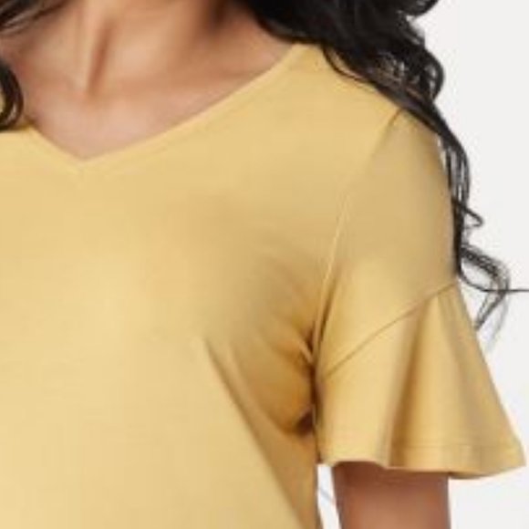 Denim & Co V-Neck Top with Short Flutter Sleeve - Picture 3 of 3